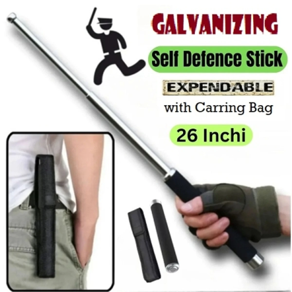 26'' Galvanizing Self Defense Stick with Bag